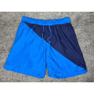 Bass Pro Shops Mens Blue Colorblock Swim Trunks Mesh Lined Shorts Size Medium